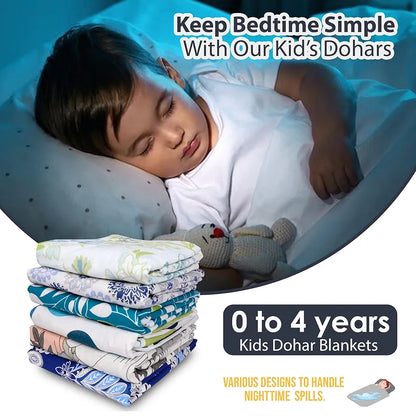 Divine Casa Floret 100% Cotton Single Kids Dohar 120 GSM Soft & Lightweight Throw Blanket Colour Vintage Daisies