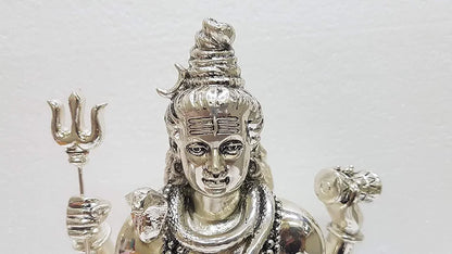 Gold Art India Lord Shiva Silver Plated Antique Idol with Trishul