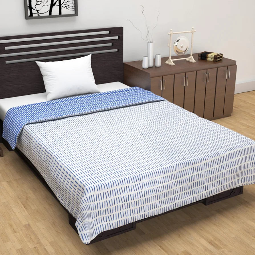 Divine Casa 120 GSM Cambric Cotton Reversible Lightweight Printed Single Bed AC Blanket Dohar TC - 120 Stonewash