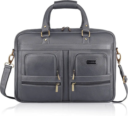 WildHorn Leather 15.6 inch Laptop Messenger Bag for Men I Multi- Pockets I Extra Storage I Carry Handles I Adjustable Strap