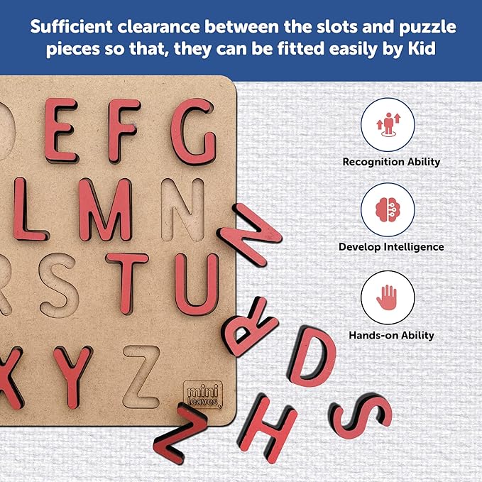 Mini Leaves Wooden Capital Alphabets Letters Learning Board Educational Puzzle for Kids 3+ Year