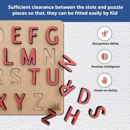 Mini Leaves Wooden Capital Alphabets Letters Learning Board Educational Puzzle for Kids 3+ Year