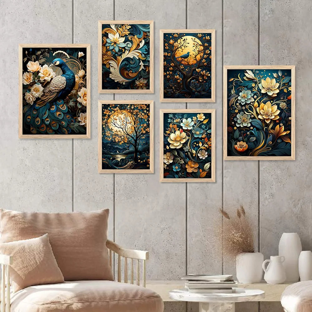 Kotart Paintings Modern Art Wall Decor Framed Paintings KOT70  Set of 6 Multicolor
