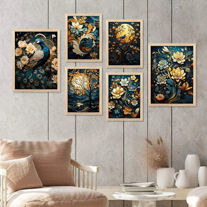 Kotart Paintings Modern Art Wall Decor Framed Paintings KOT70  Set of 6 Multicolor