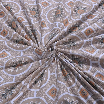Huesland by Ahmedabad Cotton 144 Tc King Size Bedsheet Cotton With 2 Pillow Covers | Mandala | Orange & Brown