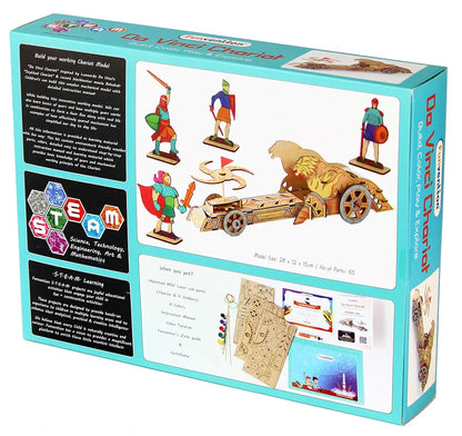 Funvention Da Vinci Chariot DIY Wooden Mechanical Model Science Educational Toy - STEM Learning Kit for Kids 3D Puzzle