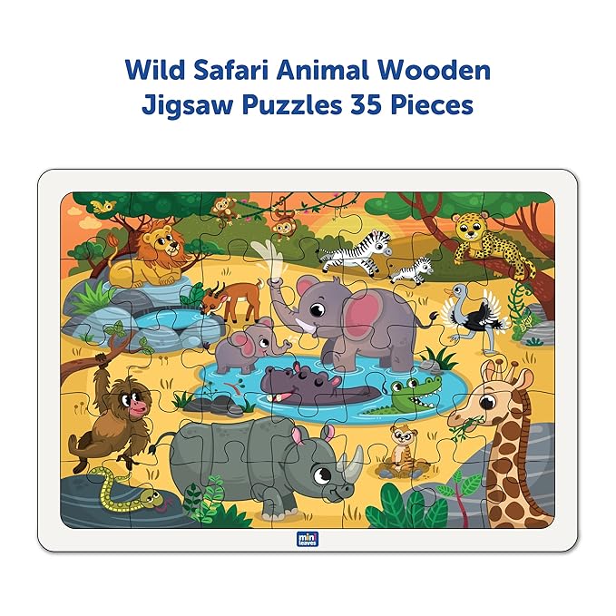 Mini Leaves 3 Puzzles With 83 Pieces | Animal Wooden Jigsaw Puzzle for 4-6 Years | Educational Puzzle Game for Kids