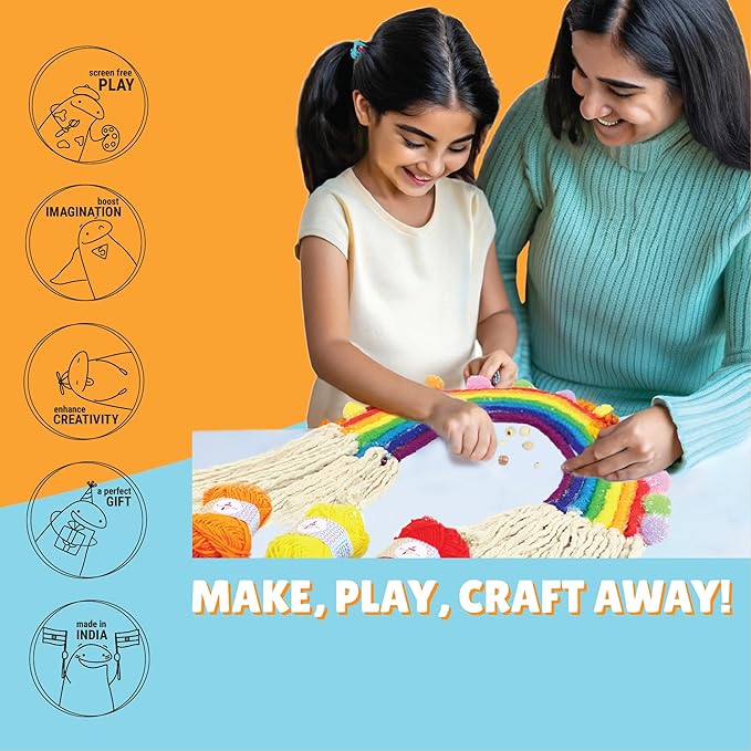 Kalakaram Diy Macrame Rainbow Kit | Macrame Craft Kit for Beginners | Diy Kids Room Decor | Activity Kit for Kids
