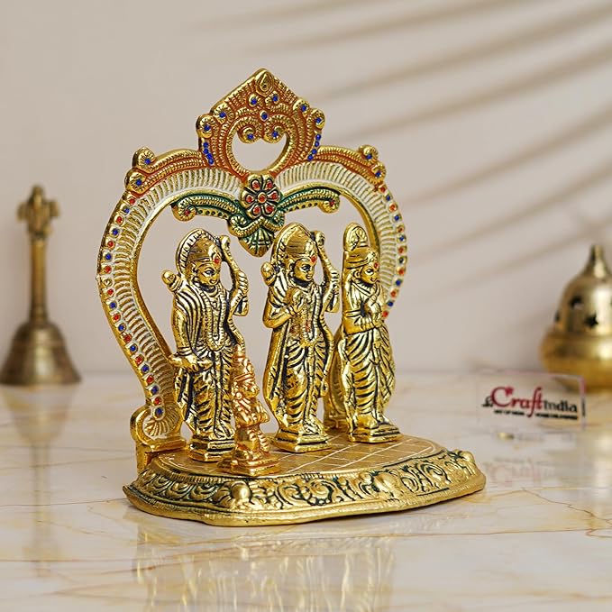 Ecraftindia Ram Darbar Murti, Lord Rama, Sita, Laxman, Hanuman Idol, God Statue for Home, Office, Temple