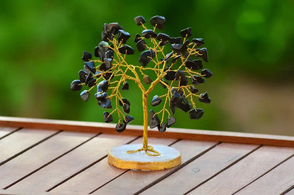 Reikved Black Tourmaline Stone Crystal Tree for Good Luck - Feng Shui Item