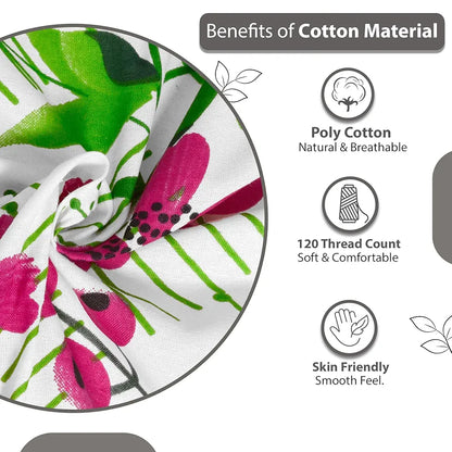 Divine Casa Bedsheet for Single Size Bed 144 TC Cotton Bedsheet for Single Size Bed with 1 Pillow Cover  Floral Colour Mint Pink