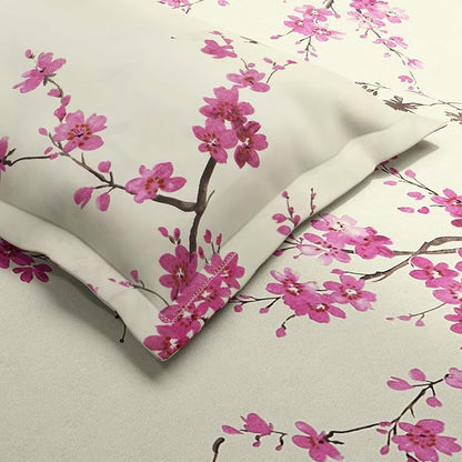 Haus & kinder Cotton Queen Size Bedsheet for Double Bed 186 TC Bed Sheet Double Bed Floral Grace (Eleganza Pink)