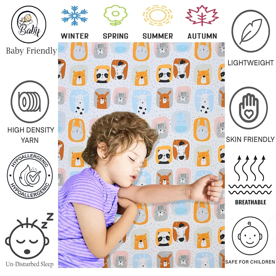 Fresh From Loom Bed Sheet with 2 Pillow Cover Cartoon Printed Double Bed King Size Kids Bedsheet for Boys & Girls Room 144 TC Multi-Color 1