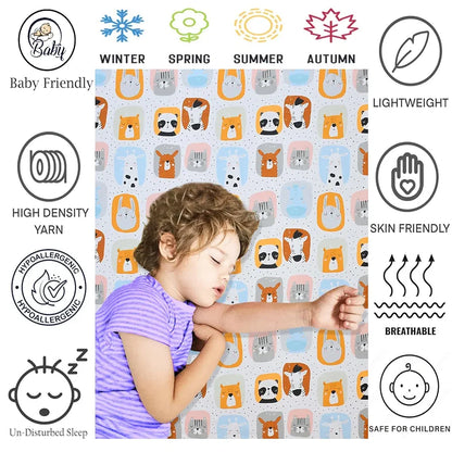 Fresh From Loom Bed Sheet with 2 Pillow Cover Cartoon Printed Double Bed King Size Kids Bedsheet for Boys & Girls Room 144 TC Multi-Color 1