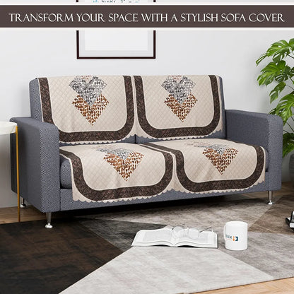 Kuber Industries Set of 6 Durable 2+1 Seater Sofa Covers Stone Ultra Sonic BMW Cream Brown