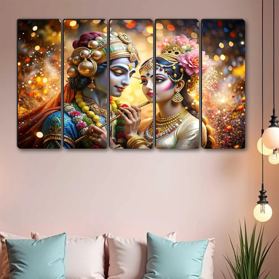 Livin'luxe Multiple Frames Radha krishna Religious Wall Painting  XL35309