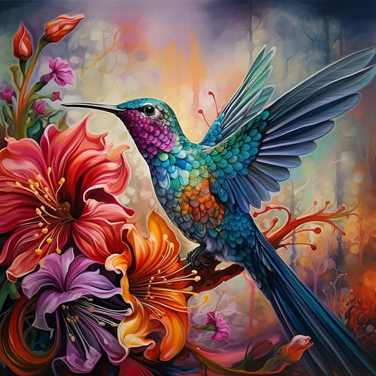 TULIP N TURTLE Hummingbird Diy Acrylic Paint By Number Kit For Adults Kids Beginner Number Painting Kit Diy Canvas Painting By Number Wall Decoration Diy Painting Kit,Multi-Coloured