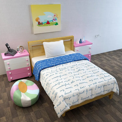 Divine Casa 120 GSM Microfiber Reversible Kids Single Bed Comforter Ultra-Soft Toddler Blanket Colour Blue Depth