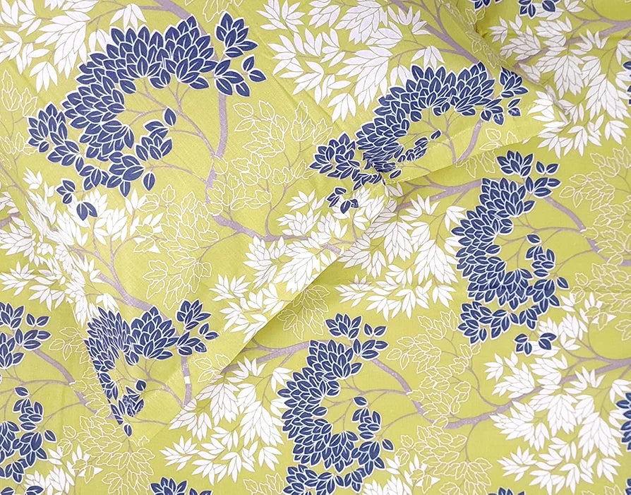 Divine Casa 144 TC 100% Cotton Bedsheet for Single Bed with 1 Pillow Cover Colour Lemon Drop