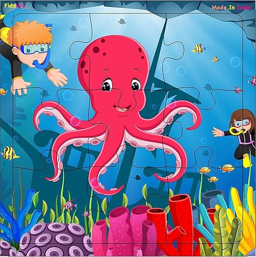 Fiddly's Wood Jigsaw Puzzles for Kids & Children - 9 Pieces | Animal & Sea - Pack of 6 | Age 3+