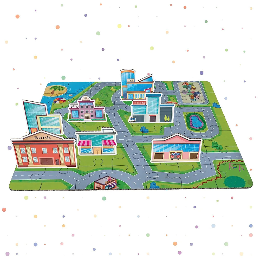 Popcorn Games & Puzzles 49 Piece Puzzle Township |49 Piece Kid Jigsaw Puzzle Featuring The Township