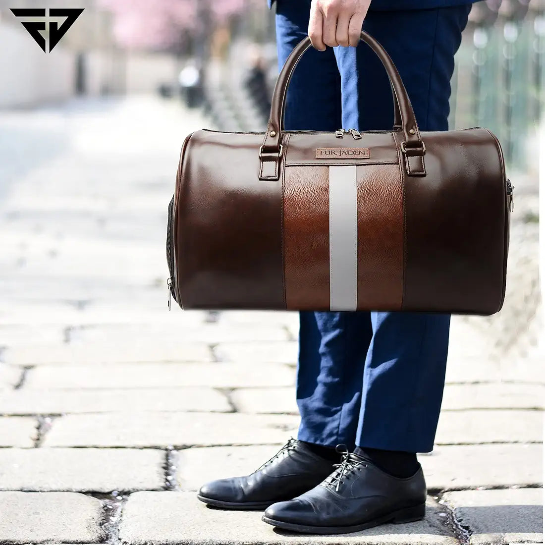 Fur Jaden Weekender Travel Duffle Bag with Separate Shoe/Laundry Compartment for Men & Women Made of Vegan Leather