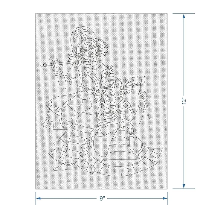 Hobby India Self Painting Beautiful Radha & Krishna Canvas | Pre-designed Canvas Board for Best Gift Adults & Artist