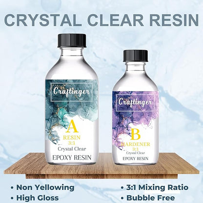 Craftinger Diy Resin Coaster Kit With 200gm Epoxy Resin Moulds and More | Multicolor