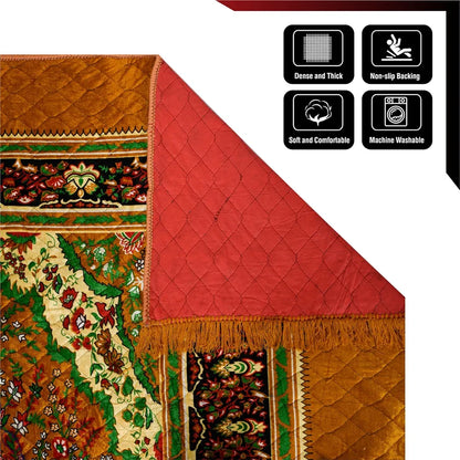 Kuber Industries Carpet Velvet Carpet-Rug for Home Decor Carpet Rug for Bedroom Golden