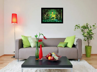 Lifehaxtore Wood Blessing Buddha Art Framed Painting