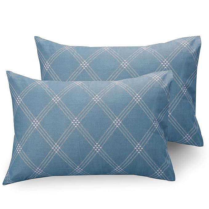Huesland by Ahmedabad Cotton 186 TC Cotton Bedsheets for King Size Bed with 2 Pillow Covers | Blue
