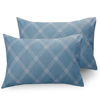 Huesland by Ahmedabad Cotton 186 TC Cotton Bedsheets for King Size Bed with 2 Pillow Covers | Blue