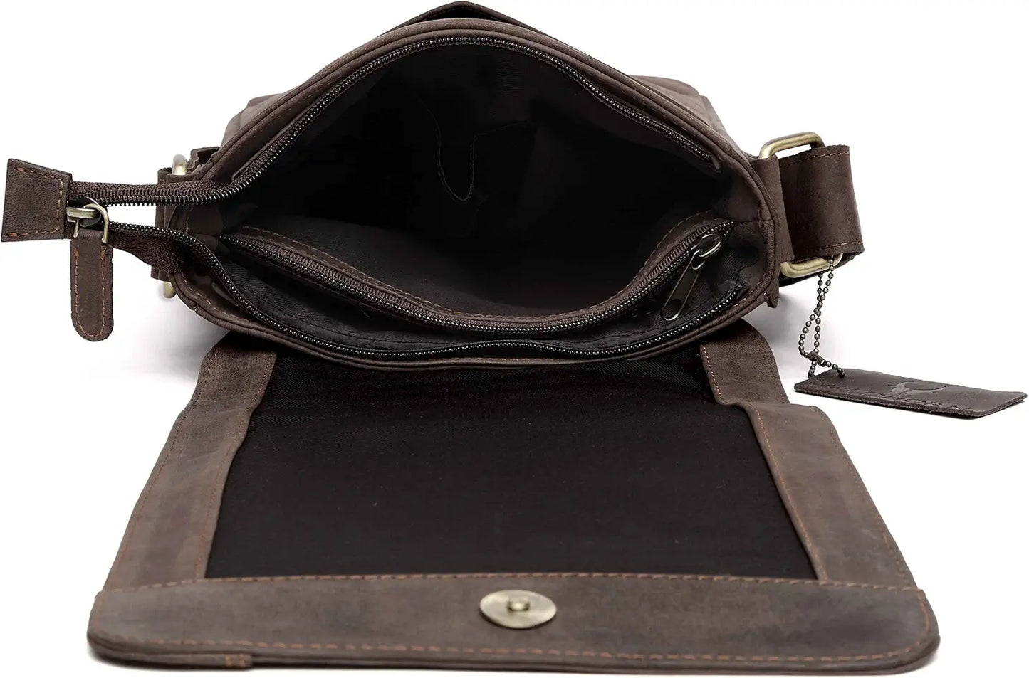 WildHorn Leather 8.5 inch Sling Messenger Bag for Men I Multipurpose Crossbody Bag I Travel Bag with Adjustable Strap I DIMENSION: L- 8.5inch H- 10.5inch W- 3inch