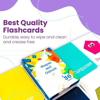 The Curious Bees - Shapes and Colors Flash Cards | 36 Laminated Cards for Kids | Age Group: 1-4 Years | Fun Early Educating Activity for Kids