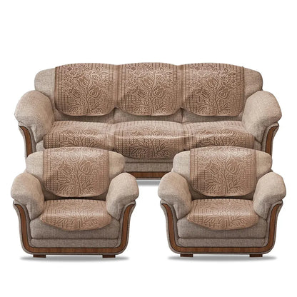 Cloth Fusion Italian Velvet Sofa Cover 5 Seater Set Perfect Floral Embossed Sofa Cover 3 Seater and 2 Seater for Living Room Skin Colour