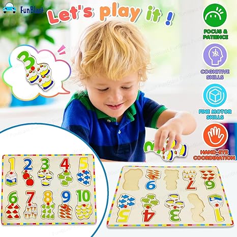 FunBlast Wooden Colorful Learning for Kids with Knobs Educational Learning Wooden Board