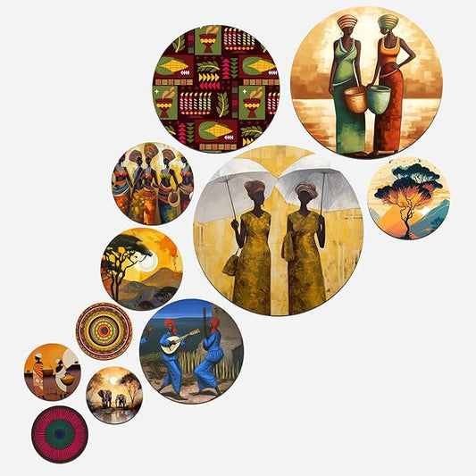 Artvibes Decorative Wooden Wall Hanging Decoration Item for Home | Pack of 11 Pieces