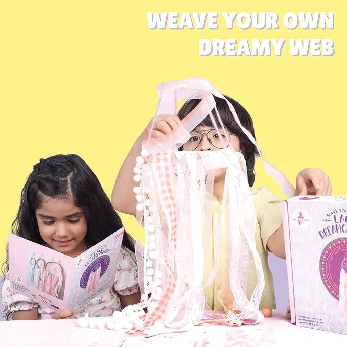 Kalakaram Diy Lace Dream Catcher Making Kit | Create a Stunning Magical Lacey Dream Catcher Using Wooden Ring | Activity Kit for Kids
