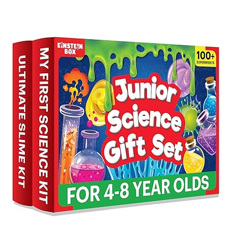 Einstein Box Junior Science Gift Set 2-in-1 Set of My First Science Kit & Slime Kit For Birthday Gift