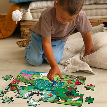 Mini Leaves 60 Piece Wooden Jigsaw Puzzle for Kids 4 to 6 Years | Jungle Birds Jigsaw Puzzle | Safe & Durable Educational Toys