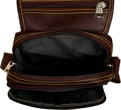 Leather World Leatherette Tan Sling Bags Men Messenger Bags Cross Body Bags Girl