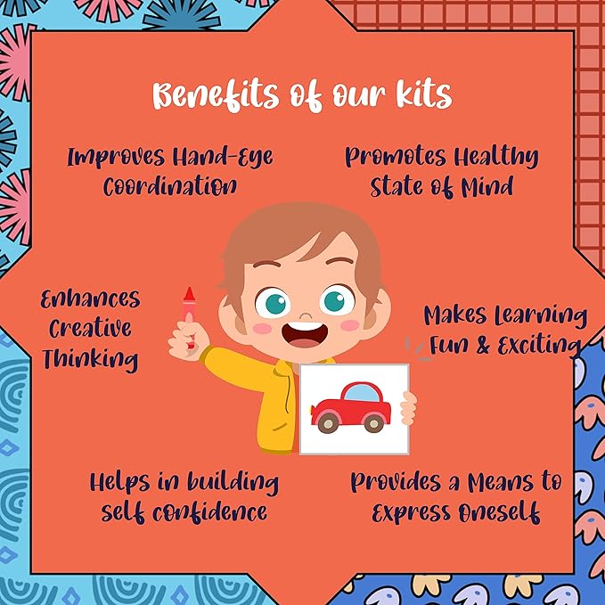 Kalakaram Diy Canvas Painting Kit Featuring a Wooden Frame Canvas Boards With Pre-printed Designs | Diy Painting Kit for Kids