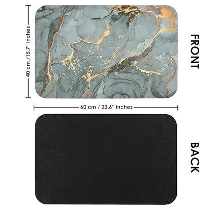 Story@Home Leather Bathroom Mat Aqua Collection Door Mat Anti-Slip Bath Mat Basil Green Rectangular