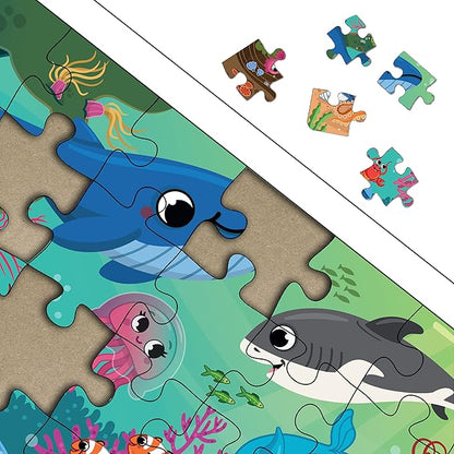 Mini Leaves Under Water Jigsaw Puzzle 24 Pieces | Wooden Puzzles for Kids | Educational Toys for Kids 3+ Years