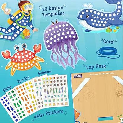 Imagimake Mirror Mosaic Ocean Mess Free Diy Mosaic Craft Kit 950+ Foil Sticker Travel Toys