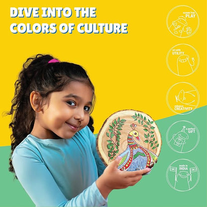 Kalakaram Diy Madhubani Key Hanger Painting Kit | Indian Ethnic Art Form Painting Kit | Cultural Education & Indian History Kit