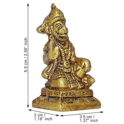 Ecraftindia Golden Brass Blessing Lord Hanuman Statue Murti | Hindu God Idol