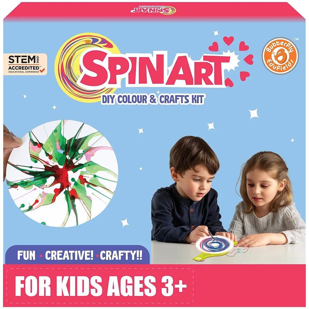 Butterfly EduFields Spin Art & Craft Kit for Kids | Educational Birthday Gift for 3+ 4 5 6 7 Year Old Boys and Girls| DIY Painting Kit for Kids | STEM Toy for for 3+ Years | Science Project Kit