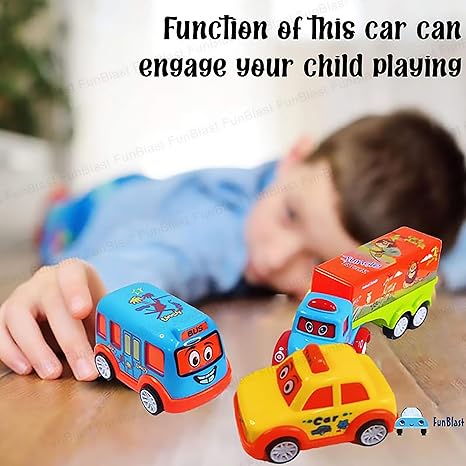 FunBlast Kids Pull Back Vehicles Push and Go Crawling Toy Car for Kids & Children (Set of 7 Pcs)
