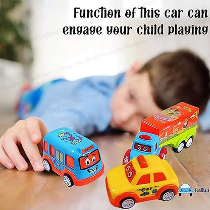 FunBlast Kids Pull Back Vehicles Push and Go Crawling Toy Car for Kids & Children (Set of 7 Pcs)